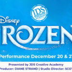 Frozen Jr. cast with Executive Producer Diane Strand and Studio Director Scott Strand at JDS Creative Academy in Temecula – kids theater and children’s musical performance